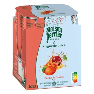 PERRIER | Ανθρακούχο Νερό Maison Perrier Ροδάκινο και Κεράσι 4x250ml