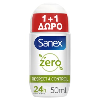 SANEX | Αποσμητικό Roll On Zero% Respect & Control 50ml 1+1 Δώρο
