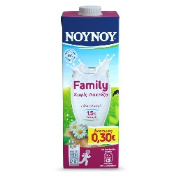 ΝΟΥΝΟΥ | FAMILY | Αγελαδινό Γάλα Υψ.Θερμικής Επεξεργασίας Χωρίς Λακτόζη 1lt Έκπτωση 0.30Ε -0,30