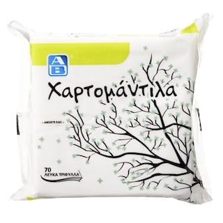 ΑΒ | Χαρτομάντιλα Λευκά Τρίφυλλα 70 Τεμάχια