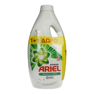 ARIEL | Υγρό Πλυντηρίου Ρούχων Mountain Spring 28 Μεζούρες 1+1 Δώρο