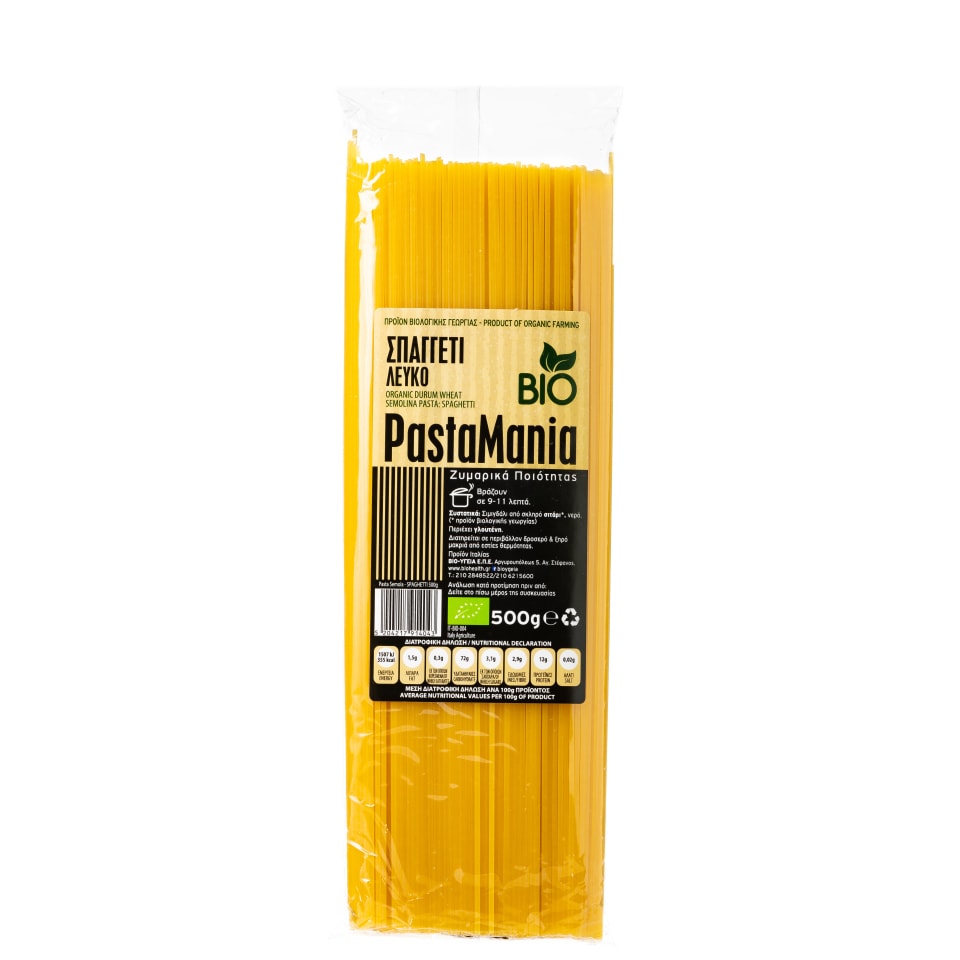 PASTAMANIA Σπαγγέτι Λευκό Βιολογικό 500g