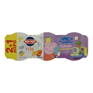 ΚΡΙ ΚΡΙ | Παιδικό Γιαούρτι Φράουλα Μπισκότο 2+1 Τεμάχιο Δώρο 3X140 gr