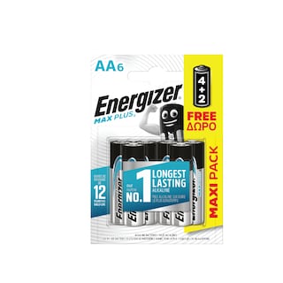 ENERGIZER | Μπαταρίες Αλκαλικές Max Plus ΑΑ 4+2 Τεμάχια Δώρο