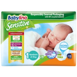 BABYLINO | Πάνες Μωρού Sensitive Χαμομήλι Νο1 28 Τεμάχια