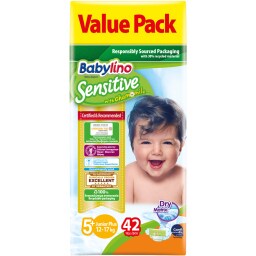 BABYLINO | Πάνες Μωρού Sensitive Χαμομήλι Νο5+ 42 Τεμάχια