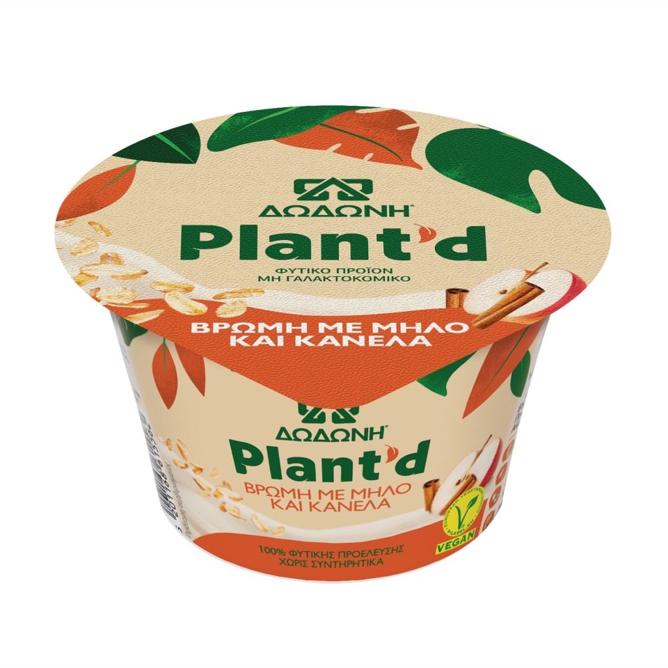 Φυτικό Επιδόρπιο Plant’d Βρώμη με Μήλο & Κανέλα 150g