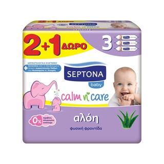 SEPTONA | Μωρομάντηλα Calm Care Αλόη 57 Τεμάχια 2+1 Δώρο