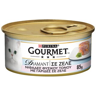 GOURMET | DIAMANT | Γατοτροφή Νιφάδες Τόνου Με Γαρίδα Σε Ζελέ 85 gr