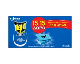 RAID | Αντικουνουπικά Πλακίδια Χωρίς Άρωμα 15+15 Τεμάχια Δώρο