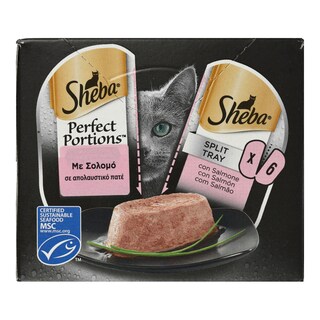 SHEBA | Γατοτροφή Perfect Portions Σολομός Πατέ 3x75g