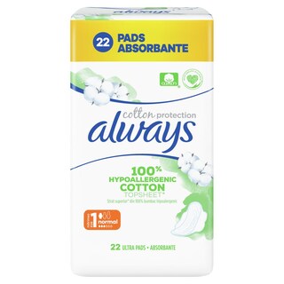 ALWAYS | Σερβιέτες Cotton Protection Ultra Normal Μέγεθος 1 22 Τεμάχια