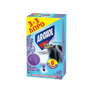 AROXOL | Σκοροκτόνο Full Season Κρεμάστρα Λεβάντα 3+3 Τεμάχια Δώρο 3+3 ΔΩΡΟ