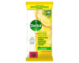 DETTOL | Πανάκια Καθαρισμού Επιφανειών Λεμόνι 60 Τεμάχια