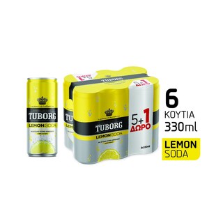 TUBORG | TUBORG SODA ΛΕΜΟΝΙ ΚΟΥΤΙ 6 X 330 ML