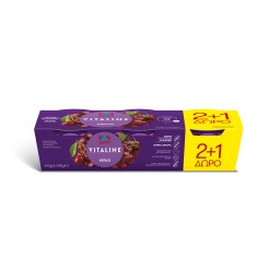 VITALINE | Επιδόρπιο Γιαουρτιού Κεράσι 3 Χ 180 gr 2+1 Δώρο