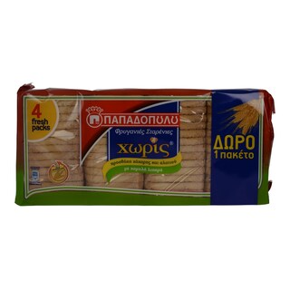 ΠΑΠΑΔΟΠΟΥΛΟΥ | ΦΡΥΓΑΝΙΕΣ ΣΙΤΟΥ 4 Χ 127,5 GR ΠΡΟΣΦΟΡΑ ΤΟ 1 ΠΑΚΕΤΟ ΔΩΡΟ