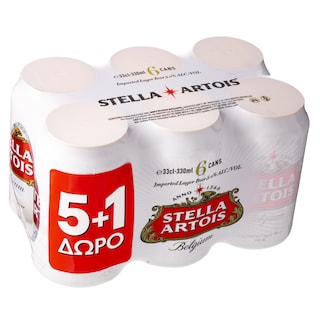 STELLA ARTOIS | Μπύρα Κουτί 6x330ml 5+1 Δώρο