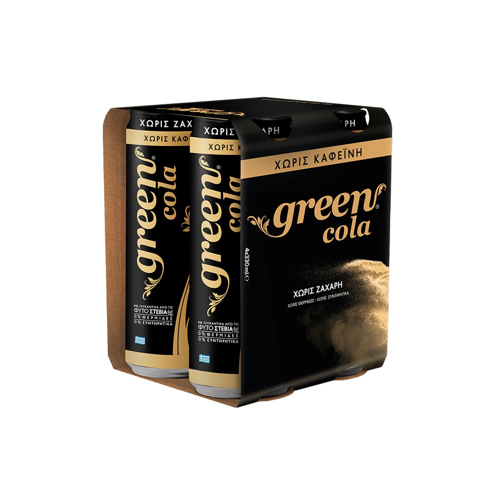 GREEN Αναψυκτικό Cola Χωρίς Καφείνη Κουτί 4x330ml
