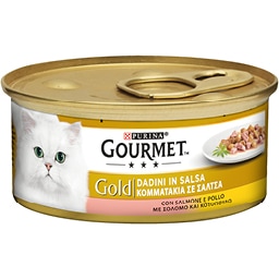 GOURMET | GOLD | Γατοτροφή Σολομός & Κοτόπουλο Κονσέρβα 85gr