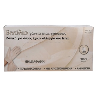 - | ΓΑΝΤΙΑ ΒΙΝΥΛΙΟΥ 100 ΤΕΜΑΧΙΑ LARGE 1 ΤΕΜ