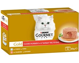 GOURMET | Γατοτροφή Μους Τόνος & Σολομός 4X85 gr