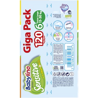BABYLINO | Πάνες Μωρού Sensitive Χαμομήλι No6 120 Τεμάχια
