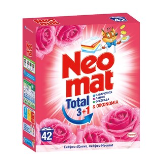 NEOMAT | Σκόνη Πλυντηρίου Ρούχων Άγριο Τριαντάφυλλο 42 Μεζούρες