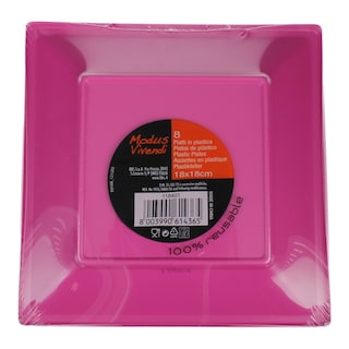 - | ΠΙΑΤΑ ΠΛΑΣΤΙΚΑ ΤΕΤΡΑΓΩΝΑ ΦΟΥΞΙΑ 18 CM 8 ΤΕΜ