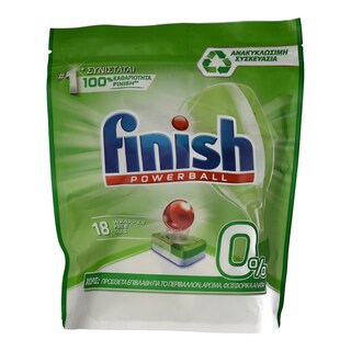 FINISH | ALL IN 1 | Ταμπλέτες Πλυντηρίου Πιάτων 0% 18 Τεμάχια