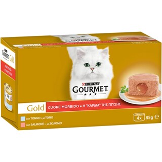 GOURMET | Γατοτροφή Μους Τόνος & Σολομός 4X85 gr