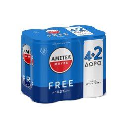 AMSTEL | FREE | Μπύρα Free Χωρίς Αλκοόλ Κουτί 6x330ml 4+2 Δώρο