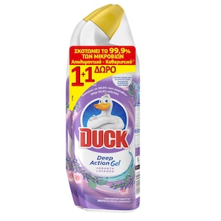 DUCK | Υγρό Καθαριστικό Λεκάνης Deep Action Gel Λεβάντα 750ml 1+1 Δώρο
