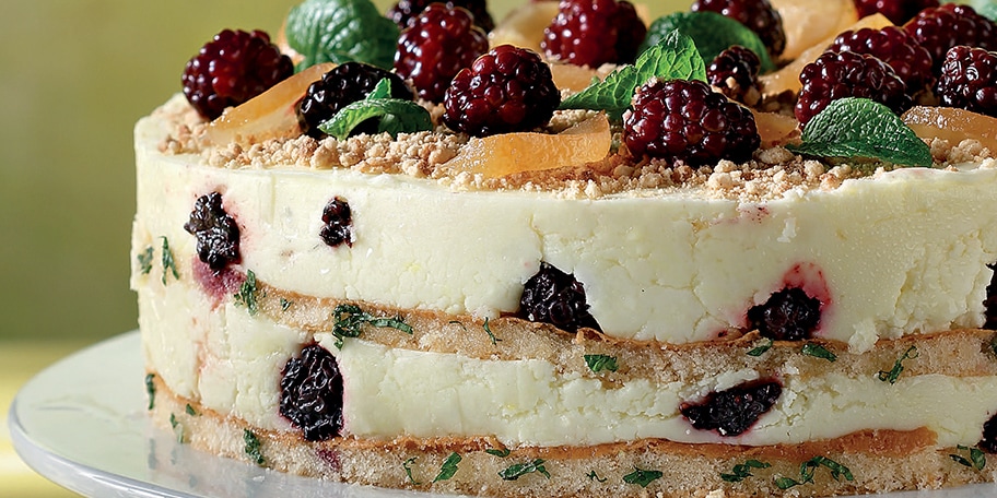 Τούρτα παγωτό παρφέ λεμονιού με μπισκότο και μαλακή βάση καρύδας με δυόσμο