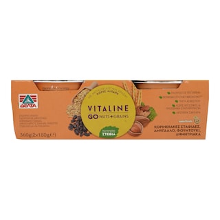 VITALINE | Επιδόρπιο Γιαουρτιού Go Nuts & Grains Σταφίδα & Δημητριακά 2Χ180 gr