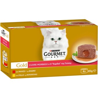 GOURMET | Γατοτροφή Μους Βοδινό & Κοτόπουλο 4X85 gr