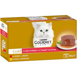 GOURMET | Γατοτροφή Μους Βοδινό & Κοτόπουλο 4X85 gr