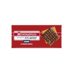 ΠΑΠΑΔΟΠΟΥΛΟΥ | ΠΤΙ ΜΠΕΡ | Μπισκότα Πτι Μπερ με Επικάλυψη Σοκολάτας 200g