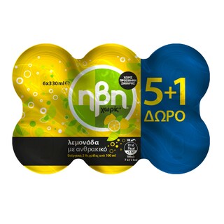 HBH | Λεμονάδα Χωρίς Ζάχαρη Κουτί 6x330ml 5+1 Δώρο