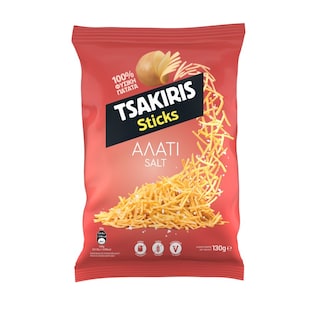 ΤΣΑΚΙΡΗΣ | Τσιπς Sticks με Αλάτι 130g