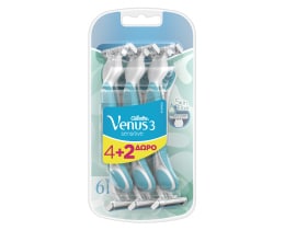 GILLETTE | Ξυραφάκια Μίας Χρήσης Venus 3 Sensitive 4+2 Τεμάχια Δώρο
