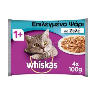 WHISKAS | Γατοτροφή Ψάρι σε Ζελέ  4 X 100 gr