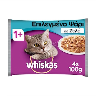 WHISKAS | Γατοτροφή Ψάρι σε Ζελέ  4 X 100 gr