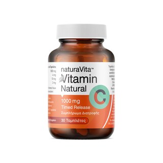 NATURA VITA | Συμπλήρωμα Διατροφής Βιταμίνη C 1000mg Timed Release 30 Τεμάχια