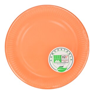 DECORATA | Πιάτα Βιοδιασπώμενα 23cm Πορτοκαλί 8 Τεμάχια