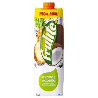 FRULITE | FRULITE JUICE PINAP/COCTAIL 1LT Ανανάς Καρύδα 1lt 250ml Δώρο