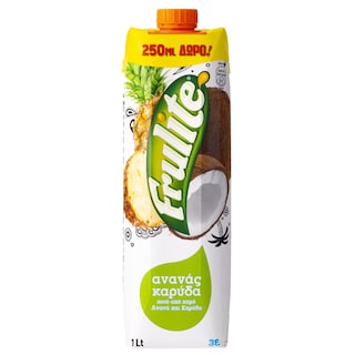 FRULITE | Φρουτοποτό Ανανάς Καρύδα 1lt 250ml Δώρο