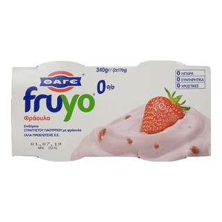 FRUYO | ΕΠΙΔΟΡΠΙΟ ΣΤΡΑΓΓΙΣΤΟΥ ΓΙΑΟΡΤΙΟΥ ΦΡΑΟΥΛΑ 0%  2Χ170GR
