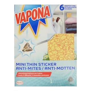 VAPONA | Σκοροκτόνα Αυτοκόλλητα Mini Thin Sticker 6 Τεμάχια