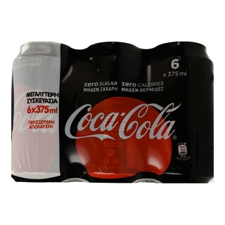 COCA COLA | ZERO | ΑΝΑΨΥΚΤΙΚΟ COLA 6 X 375 ML
